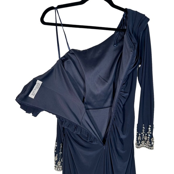 MAC DUGGAL Off The Shoulder Long Sleeve Jersey Jeweled Cuff Gown - Picture 6 of 16